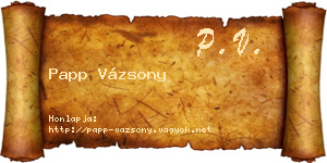 Papp Vázsony névjegykártya